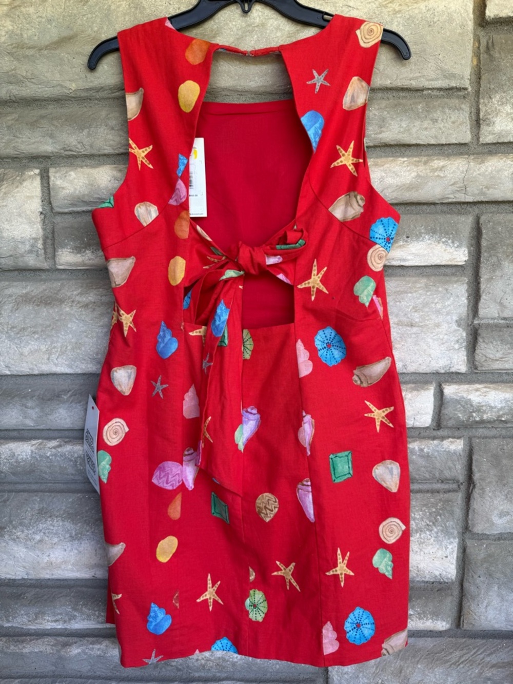 Never Fully Dressed Red Seashell Print Tie-Back Mini Dress - Picture 5 of 7